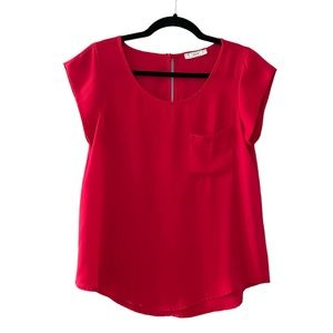 ezra bright red cap sleeve blouse (s)
